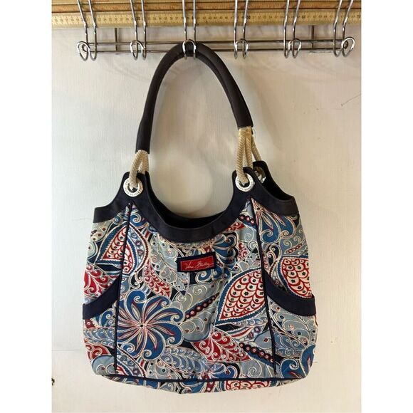 Vera Bradley shoulder bag red blue 14x15 retired Anchor Tote - Picture 2 of 10